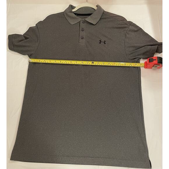 Under Armour Polo Shirt Mens Medium Dark Gray Performance Loose Heatgear - Picture 6 of 8